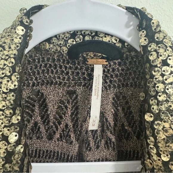 Free People Stardust Lace Tarnished Sequin Boho Jacket Women’s Size M